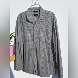 Chaps Men's Black and White Checkered Shirt Size X-Large (EUC)